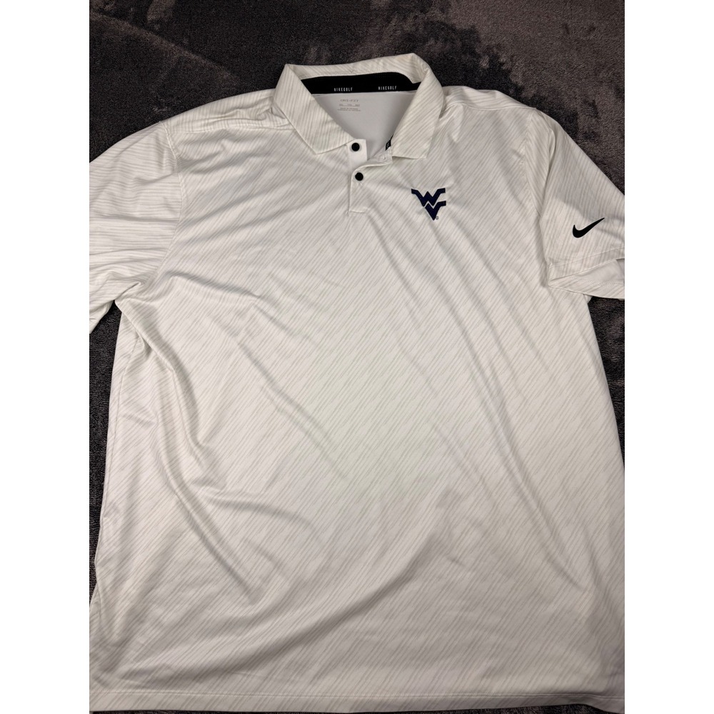 Nike Golf West Virginia University WVU Dri-FIT Polo Shirt White Mens XXL